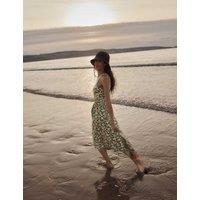 Seasalt Cornwall Cotton Rich Jersey Printed Midi Dress Green Mix