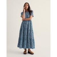 Seasalt Cornwall Pure Cotton Jersey Printed Midi Dress Teal Mix