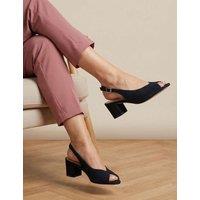Jones Bootmaker Leather Peep Toe Slingback Court Shoes Navy