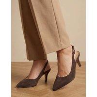 Jones Bootmaker Suede Kitten Heel Slingback Shoes Brown