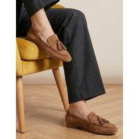 Jones Bootmaker Suede Tassel Flat Loafers Brown