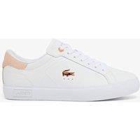 Lacoste Powercourt Leather Rose Gold Detail Trainers White Mix