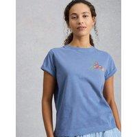 White Stuff Pure Cotton Printed T-Shirt Blue Marl