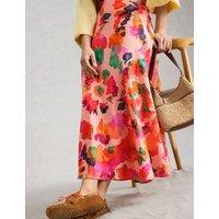 White Stuff Printed Maxi A-Line Skirt Pink Mix