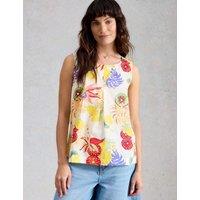 White Stuff Pure Cotton Floral Vest White Mix
