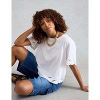 White Stuff Pure Cotton Cutwork T-Shirt White