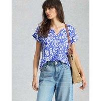 White Stuff Pure Cotton Printed T-Shirt Blue