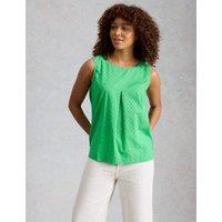 White Stuff Pure Cotton Textured Vest Top Green