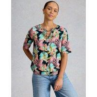 White Stuff Pure Cotton Embroidered Top Green Mix