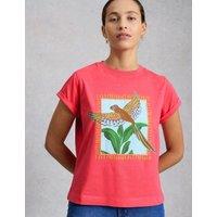 White Stuff Pure Cotton Printed T-Shirt Pink Mix