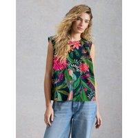White Stuff Pure Cotton Printed Vest Green Mix