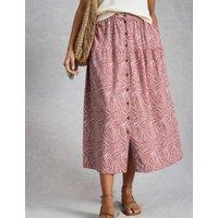 White Stuff Jersey Printed Midaxi A-Line Skirt Pink Mix