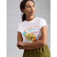 White Stuff Pure Cotton Printed T-Shirt White/Black