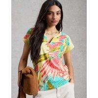 White Stuff Pure Cotton Floral T-Shirt Green Mix