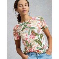 White Stuff Pure Cotton Floral T-Shirt Ivory Mix