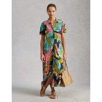 White Stuff Jersey Printed Midi Shirt Dress Pink Mix