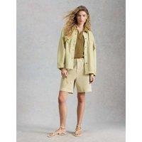 White Stuff Pure Cotton Collared Shacket Green