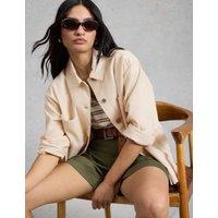White Stuff Pure Cotton Collared Shacket Natural