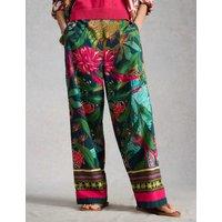 White Stuff Cotton Rich Floral Wide Leg Culottes Green Mix