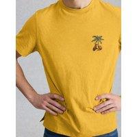 White Stuff Pure Cotton Fish Graphic Crew Neck T-Shirt Yellow Mix