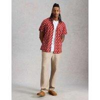 White Stuff Pure Cotton Printed Short Sleeve Shirt Red Mix
