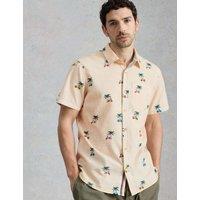 White Stuff Pure Cotton Printed Short Sleeve Shirt Natural Mix