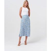 Ghost Crepe Floral Midi Slip Skirt Blue Mix