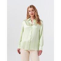Ghost Satin Collared Button Through Shirt Green