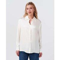 Ghost Satin Collared Button Through Shirt Ivory