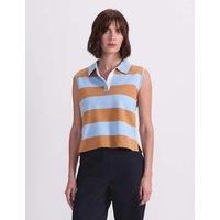 Sportscraft Cotton Rich Striped Polo Tank Top Blue