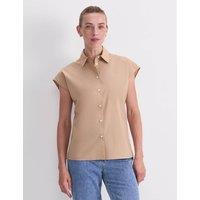 Sportscraft Pure Cotton Cap Sleeve Shirt Brown