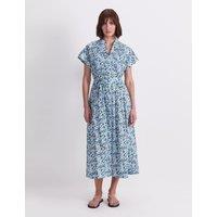 Sportscraft Pure Cotton Floral Midi Shirt Dress Blue