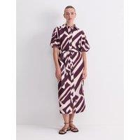 Sportscraft Cotton Rich Printed Midi Shirt Dress with Silk Purple Mix
