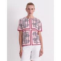 Sportscraft Pure Cotton Printed Crew Neck Blouse Pink Mix