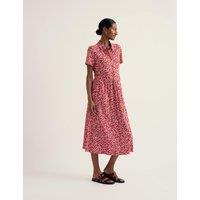 Seasalt Cornwall Pure Cotton Jersey Floral Midi Shirt Dress Red Mix