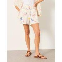 FatFace Cotton Blend Postcard Print Shorts Ivory Mix