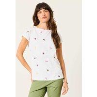 FatFace Cotton Rich Embroidered T-Shirt White Mix