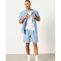 FatFace Pure Cotton Jungle Print Shorts Blue Mix