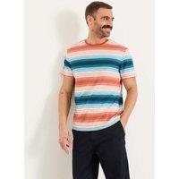 FatFace Pure Cotton Jersey Ombre Striped T-Shirt Orange Mix