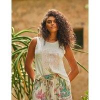 FatFace Cotton Rich Palm Tree Vest White Mix
