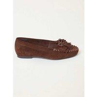 FatFace Suede Tassel Flat Loafers Chocolate