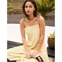 RO&ZO Cheesecloth Check Midaxi Tiered Dress Yellow Mix