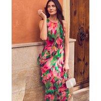 RO&ZO Floral Ruffle Maxi Tiered Dress Pink Mix