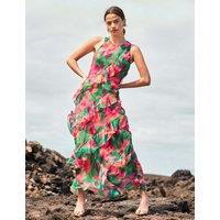 RO&ZO Floral Ruffle Maxi Tiered Dress Pink Mix