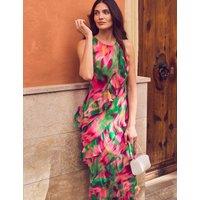 RO&ZO Floral Ruffle Maxi Tiered Dress Pink Mix