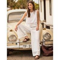 RO&ZO Cotton Blend Ladder Lace Wide Leg Trousers White