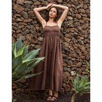 RO&ZO Pure Cotton Sweetheart Neckline Midaxi Dress Brown