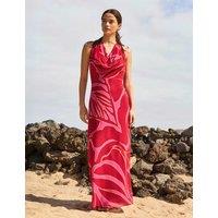 RO&ZO Floral Halter Neck Maxi Column Dress Red Mix