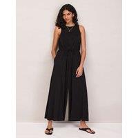 RO&ZO Jersey Drawstring Wide Leg Jumpsuit Black