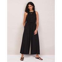RO&ZO Jersey Drawstring Wide Leg Jumpsuit Black